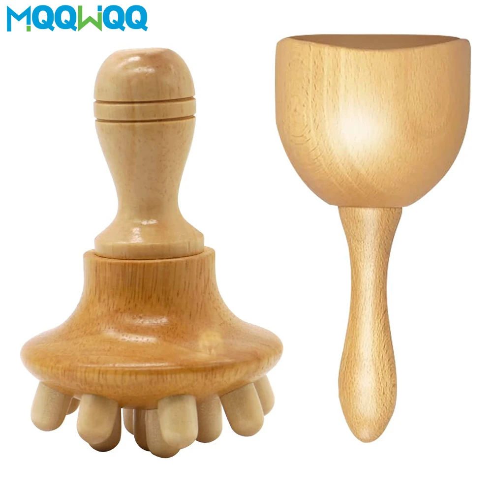 Wooden Mushroom Massager Swedish Cup Wood Therapy Massage Tool - Maderotherapy,Lympahtic Drainage,Anti-Cellulite,Body Sculpting