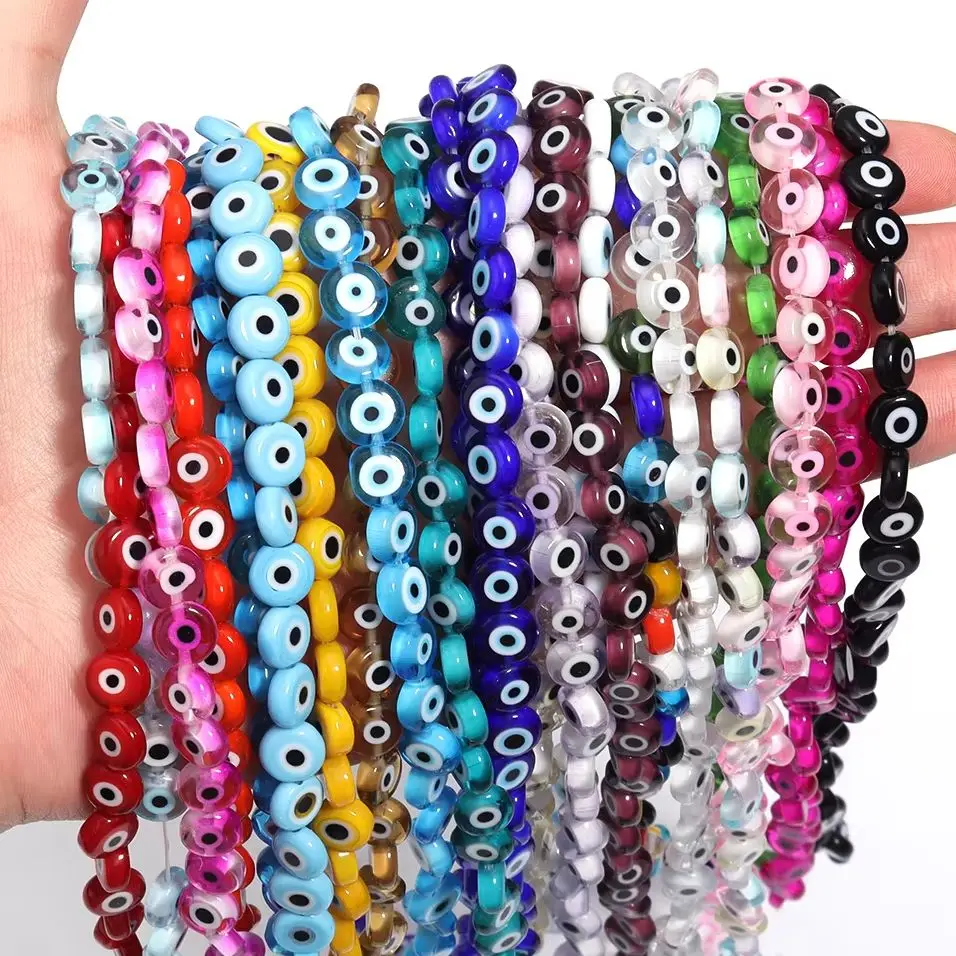 38-90 Stück runde, flache Lampwork-Perlen, bunte Augenglasperlen, lose Abstandshalterperlen für die Schmuckherstellung, DIY-Halskette, Armband, Ohrringe