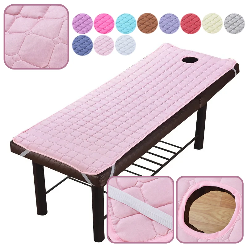 

High Quality Soft Polyester Fitted Sheet for Massage Table with Face Hole Elastic Spa Bed Cover Beauty Salon Bedding Accessory