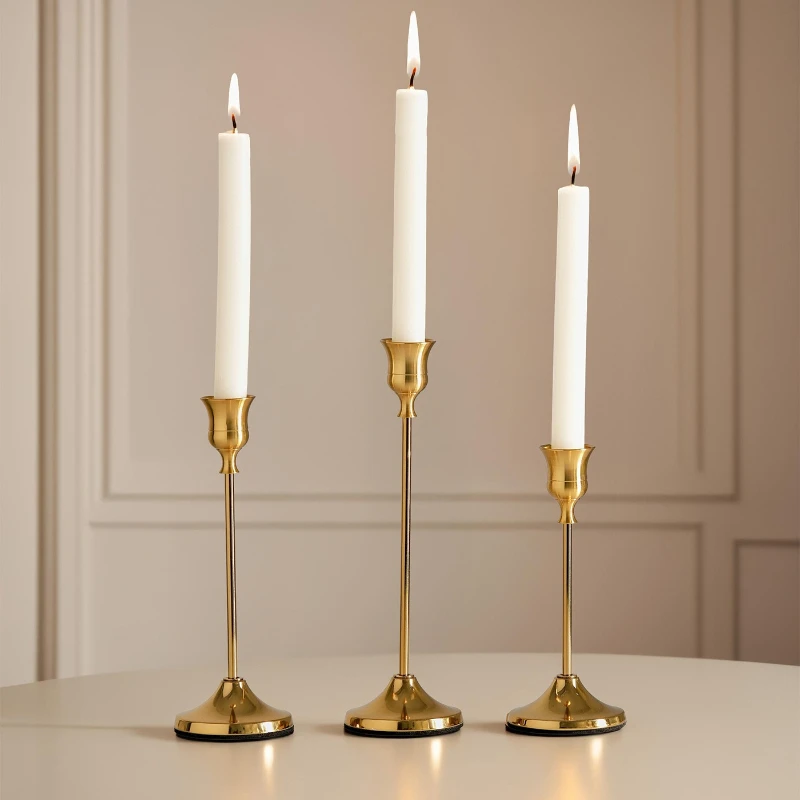 European Style Electroplated Metal Candle Holder, Vintage Iron Candelabra for Wedding & Dining Table