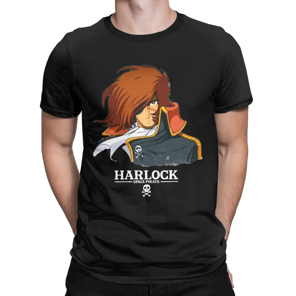 Men Space Pirate Captain Harlock T Shirt Manga Anime Pure Cotton