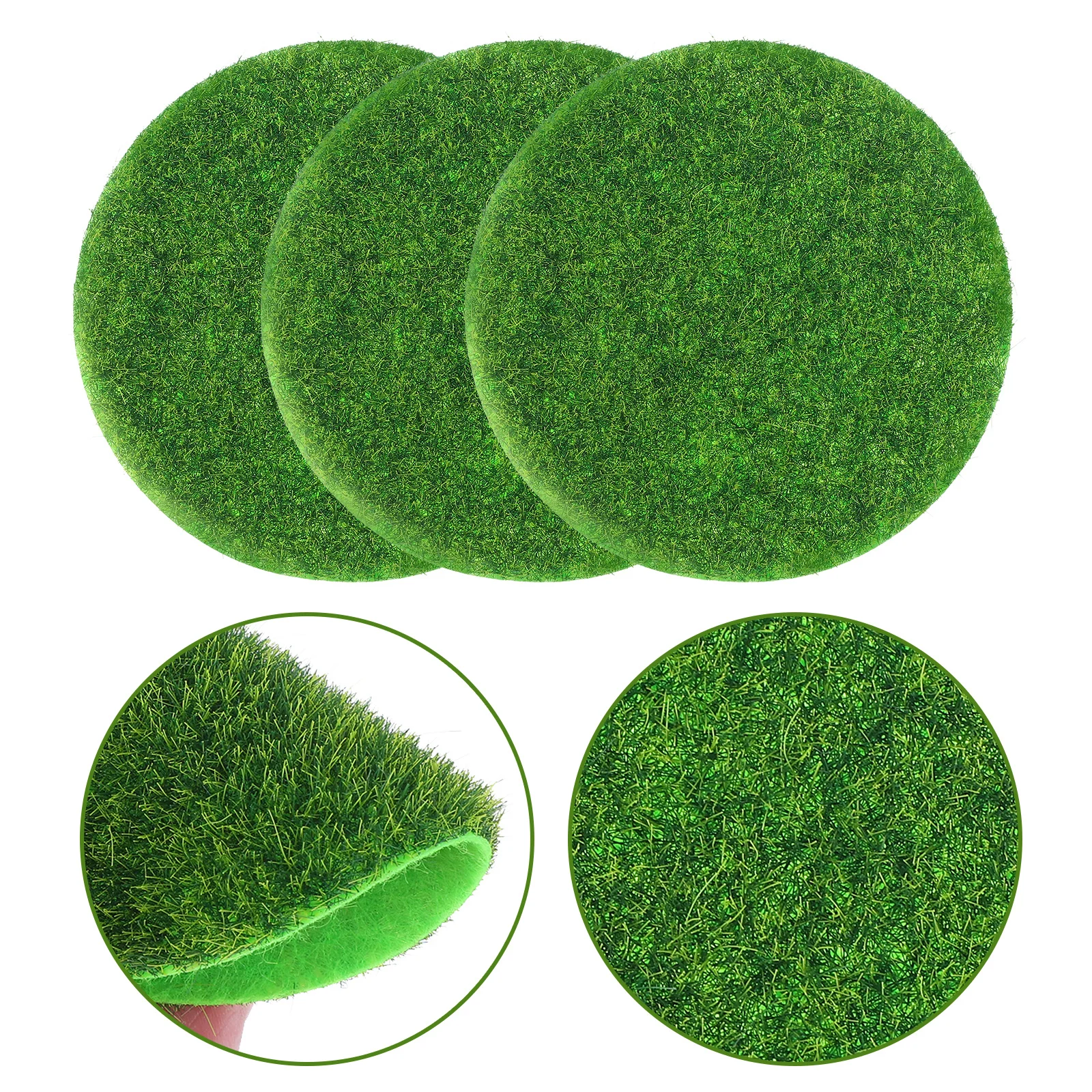 

8pcs Round Micro Landscape Simulation Grass Mat Miniature Artificial Lawn For Diy Fairy Garden Crafts Decor Turf Pad