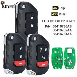 KEYECU 433MHz PCF7939M 4A ID FCC: OHT 1130261 68416784 Chave remota inteligente AA Keyless Go Jeep Wrangler JL Gladiator 2018-2022