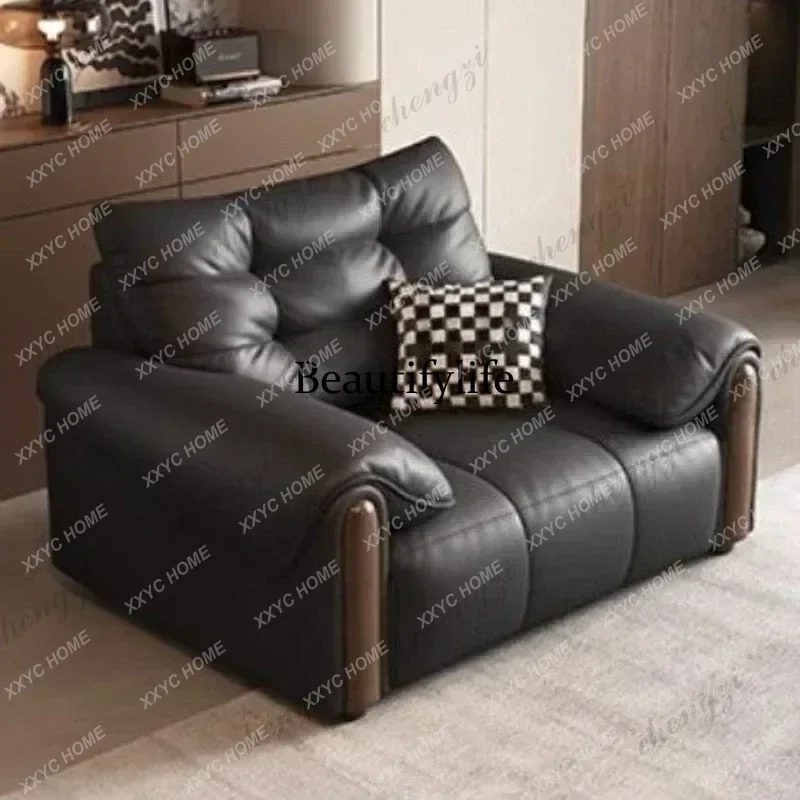 Luxury person Ottomans Sectional Sofa Neoclassical Solid Wood Decoration Retro First Layer Cowhide Sofa Living Room Couch