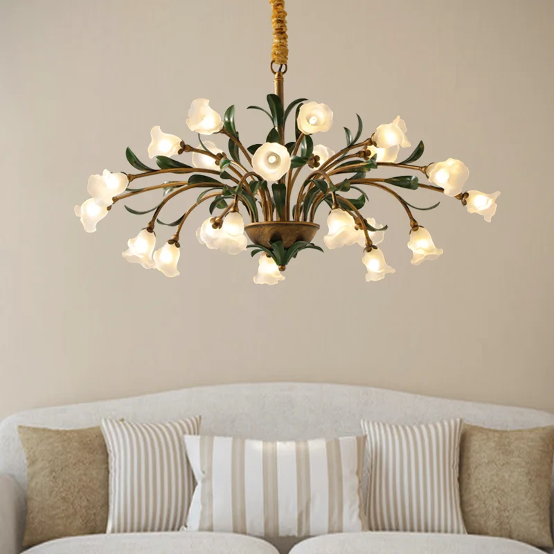 

Люстра для гостиной, стиль ваби-саби, ретро, американская цветочная лампа, французская столовая, индивидуальный дизайн спальни, лампа