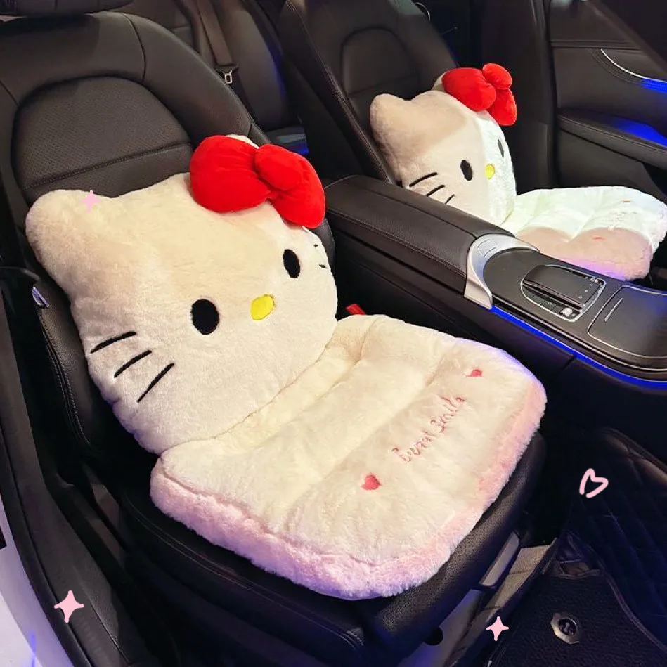 

Hello Kitty Car Cushion Kawaii Plush Cushion Car Seat Pad Office Chair Seat Back Cushion Butt Mat Stuffed Waist Back Pad