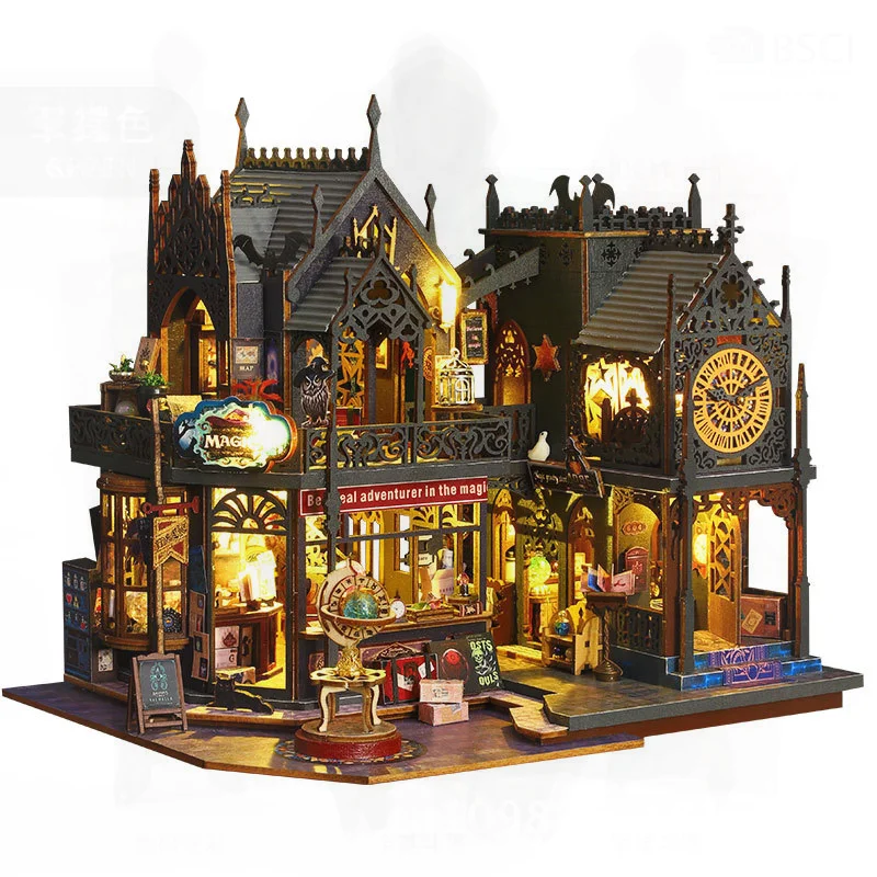 Jiate bricolage Cottage ES012 Horo ville magique assemblé à la main 3D Puzzle Miniature maison modèle ornement pour jeunesse jouet en bois