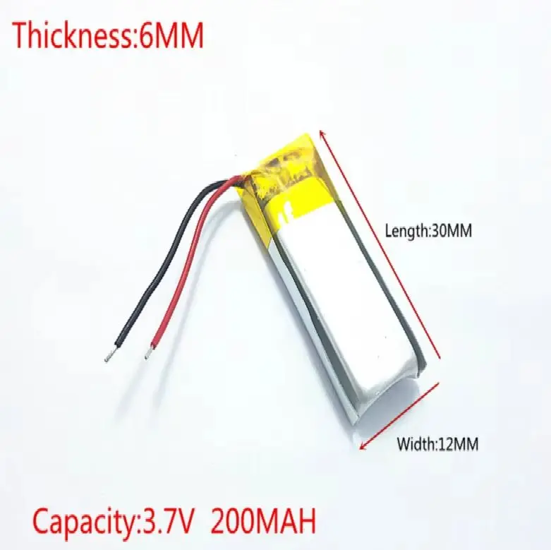 lithium polymer battery  601230 3.7V 200mah 601233 camera pen recorder Bluetooth wireless mouse battery