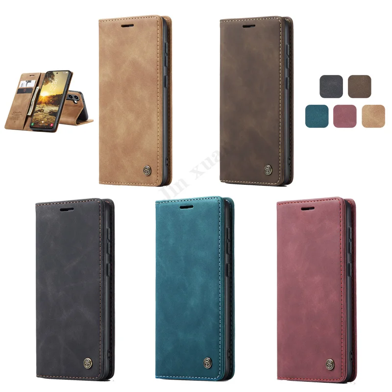 

For Samsung Galaxy S20 S21 FE S22 S23 S24 Ultra Case Magnetic Retro Wallet Card Slot Flip Leather Cover For Galaxy S9 S10 Plus