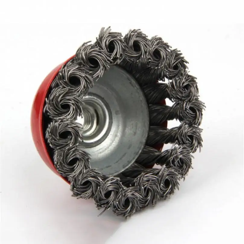 3 Inch Rvs Kom Draad Borstel Voor Haakse Slijpmachines Met 1 / 2 Inch Schroefdraad Doorn