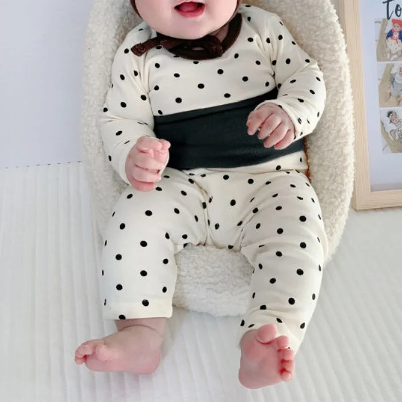 0-3Years Clothes Spring Autumn Underwear Clothes Babies Girls Boys Bottoming Top Pant Two Piece Toddler Children Kids Home Wear