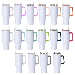 Sublimation Blank 40oz Skinny Tumbler Sports Coffee Cup Colorful Handle Stainless Steel Car Water Bottle Travel Mug Sippy Bottle