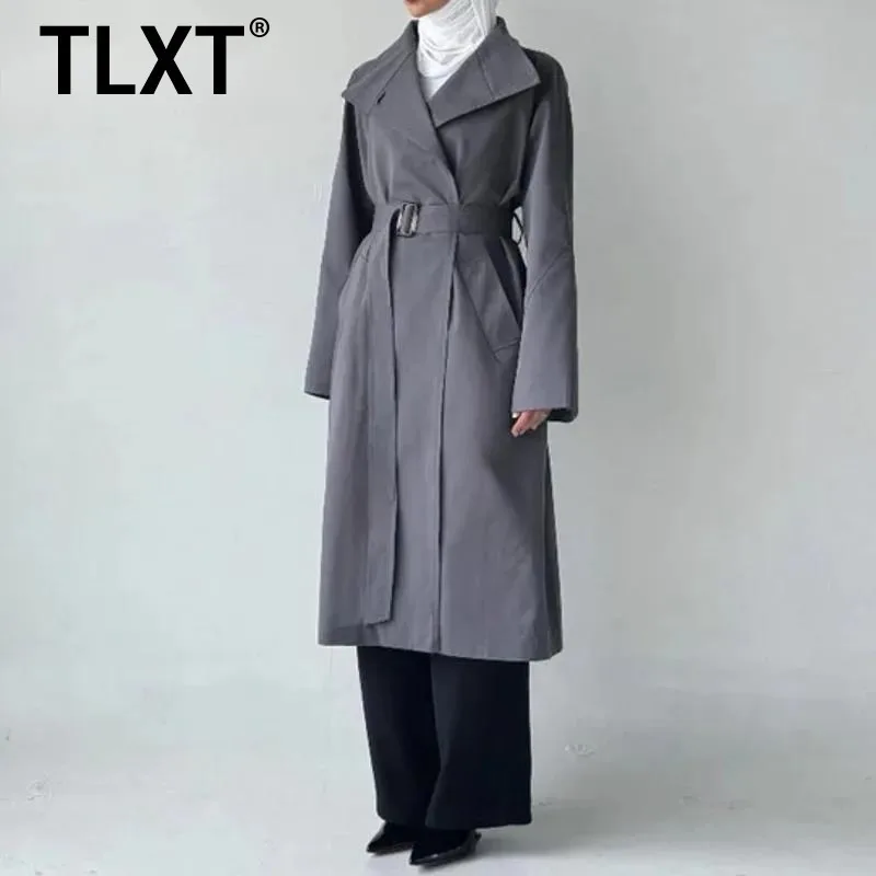 

TLXT женский весенне-летний плащ с поясом - легкая повседневная длинная куртка, женская элегантная и роскошная новинка 2023 года XK1386