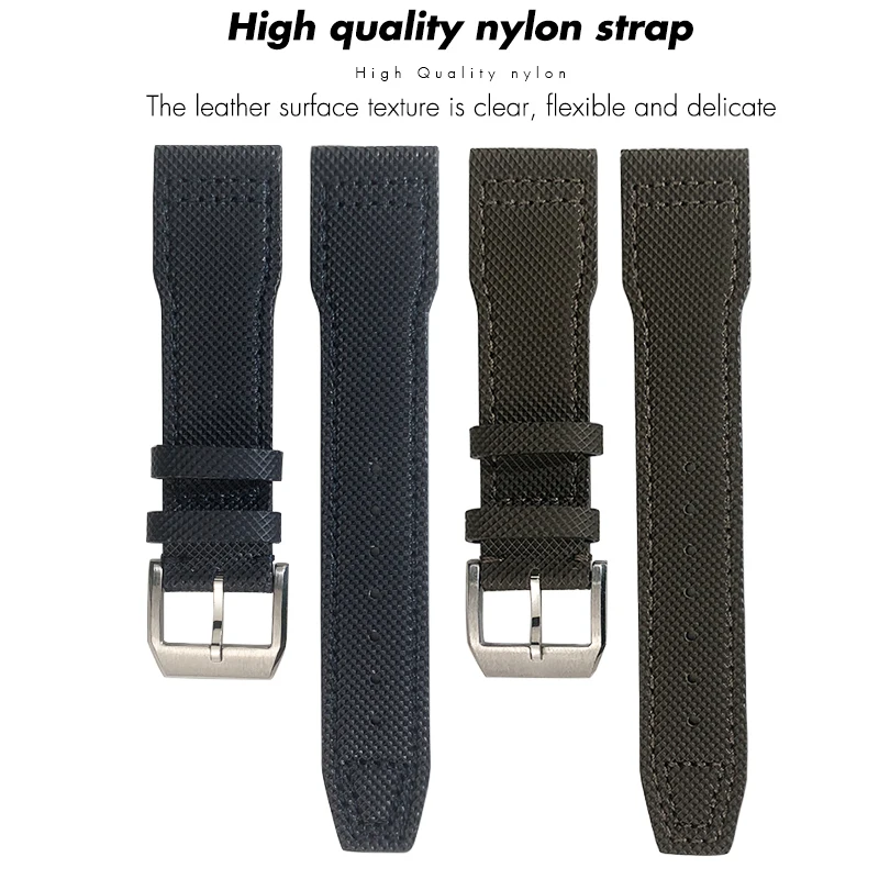 20mm 21mm Nylon faser Leder Uhren armband für iwc Pilot iw377714 portofino für hamilton Qualität grün blau Armband schwarzes Armband