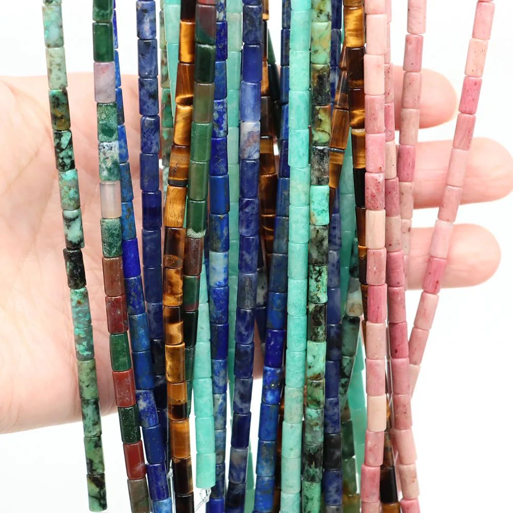 Natural Stone Tube Beads 4x8mm Column Crystals Cylinder Gemstone Loose Bead for Jewelry Making DIY Bracelets Necklace Accessory