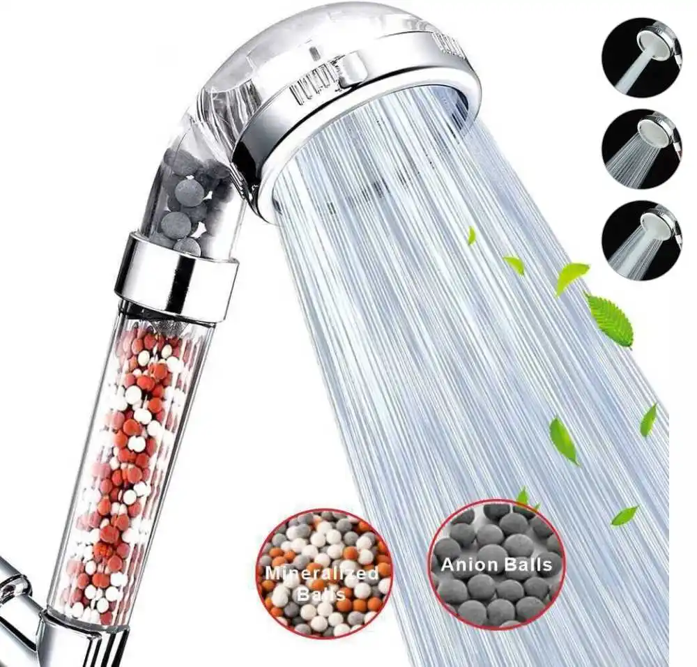 Pommeau de douche SPA à haute pression, 3 modes, économie d\'eau, filtre de douche, pommeau de douche de massage, tuyau à crochet, accessoires