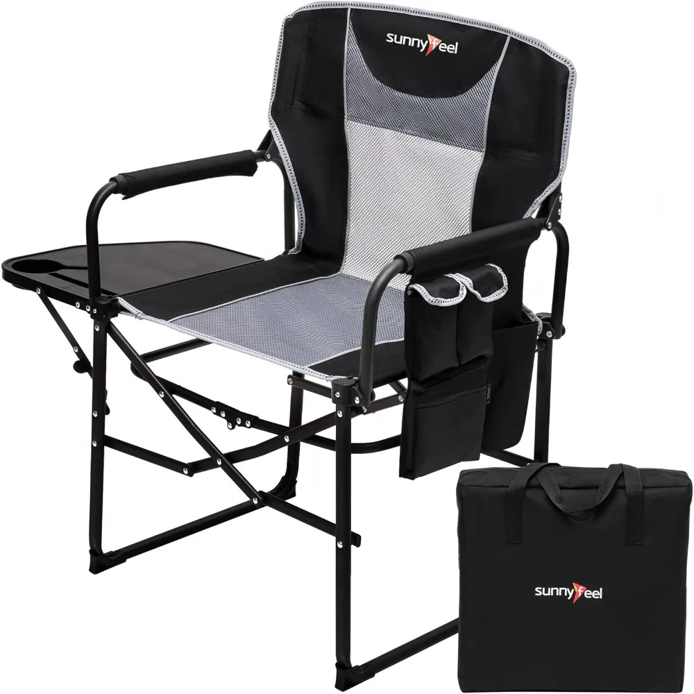 

Camping Directors Chair, Heavy Duty,Oversized Portable Folding Chair with Side Table, Pocket for Beach, Fishing,Trip,Picnic,Law