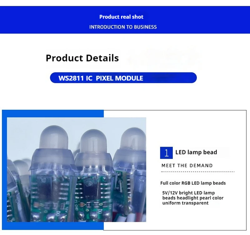 DC5V 50pcs WS2811 Pixels Digital Addressable LED String Lights Waterproof RGB Full Color 12mm DC 5V for Christmas design