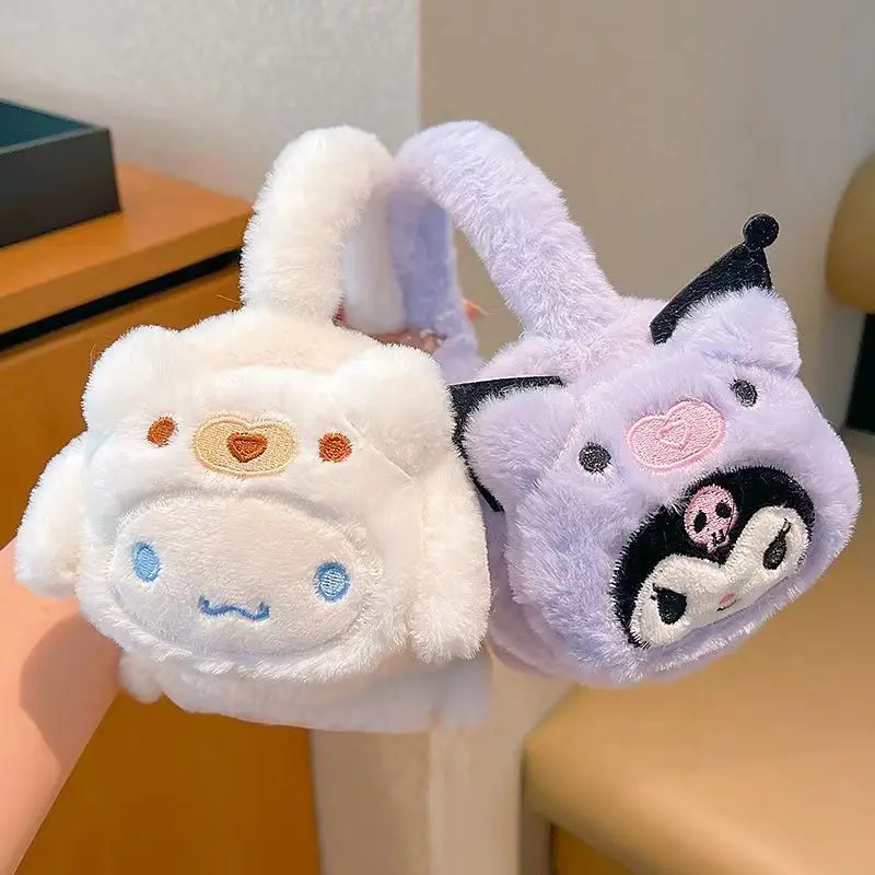 Kawaii سانريو كورومي ماي ميلودي خريف شتاء دافئ يندبروف تدفئة الأذن حماية الصقيع تصميم إبداعي من القطيفة هدية عيد الميلاد #1