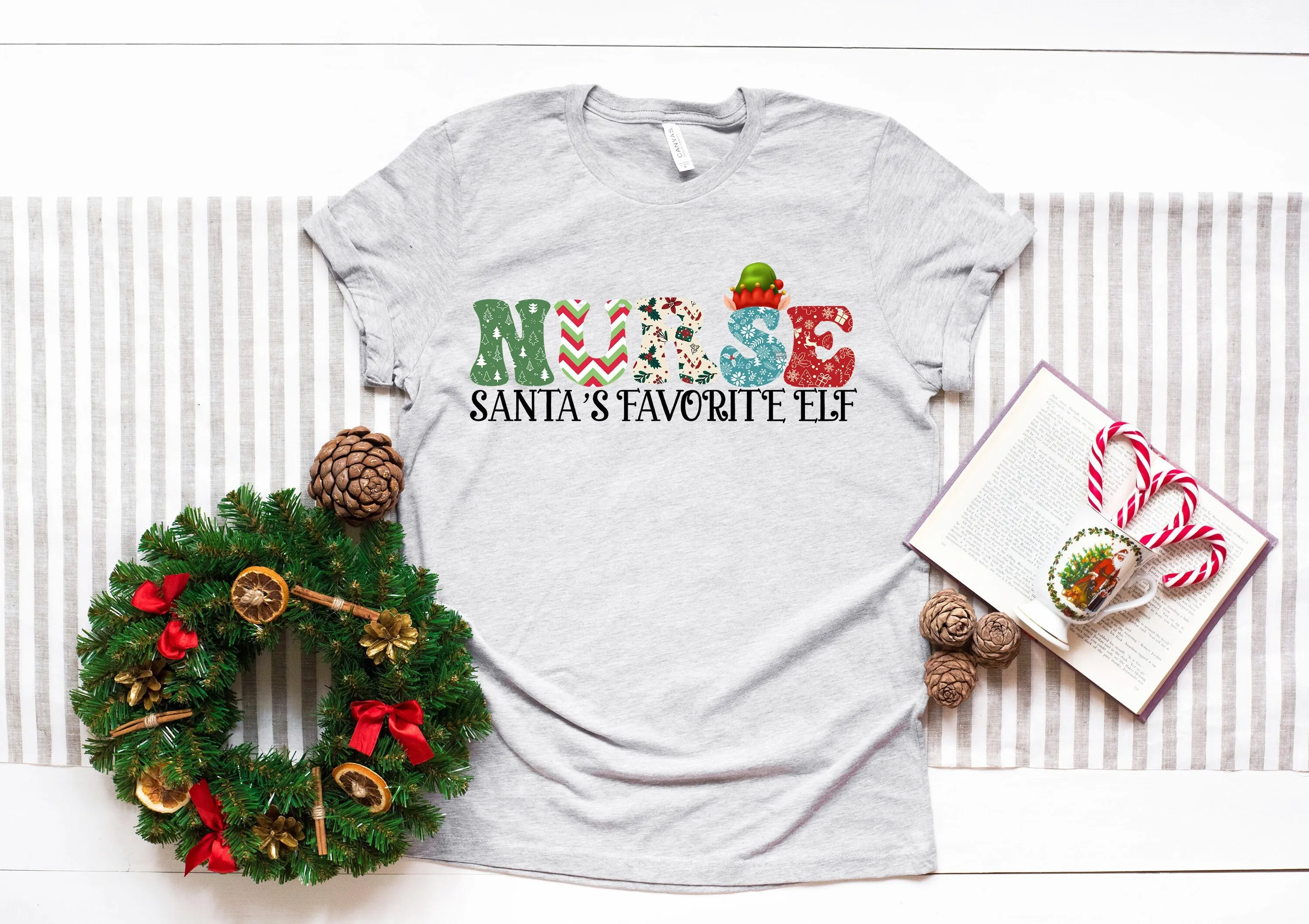 Nurse Santa'S Favorite Elf T Shirt Life Cute Santa Christmas Merry For Xmas