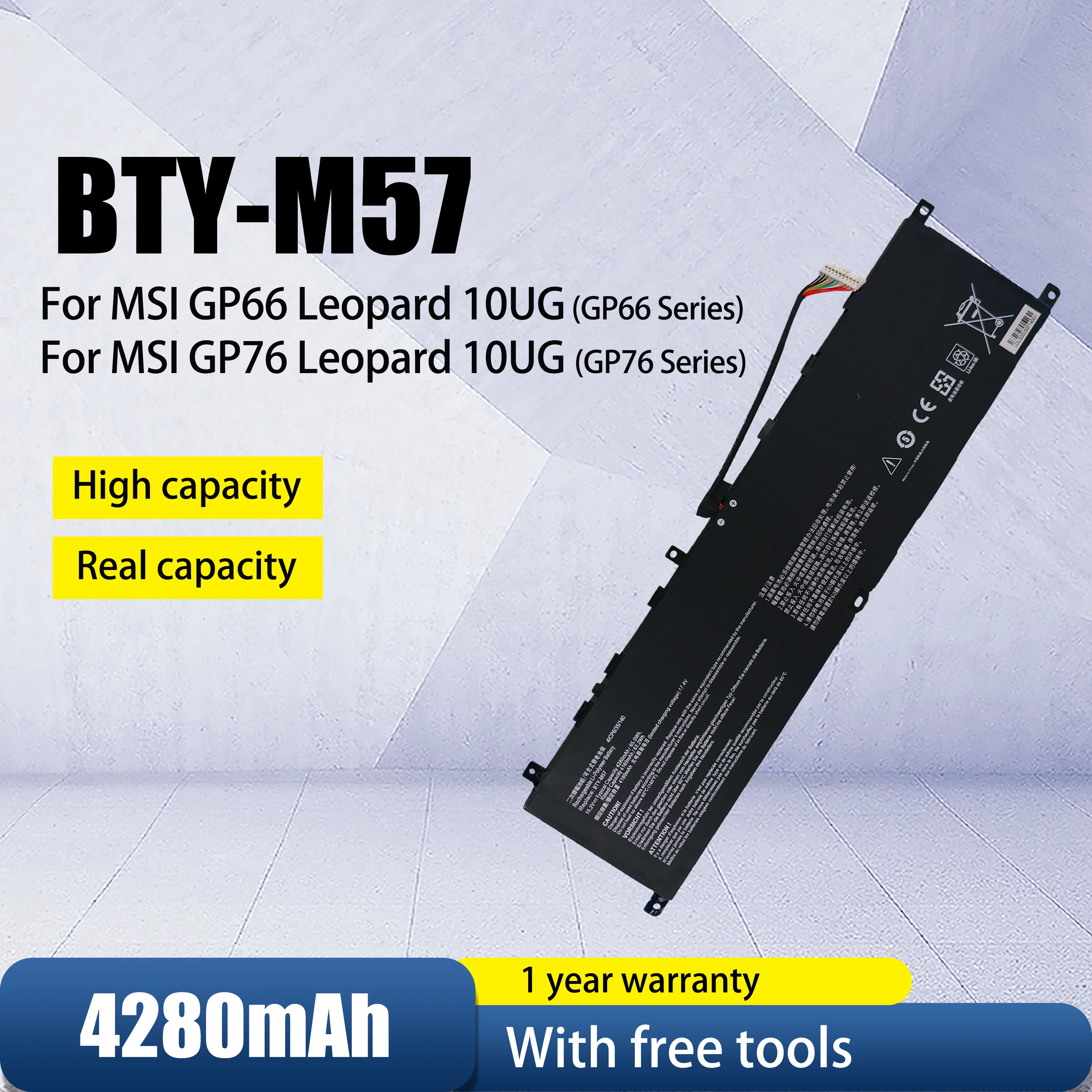 

Original OEM quality BTY-M57 Laptop Battery For MSI GP66 GP76 MS-17K3 Leopard 10UG Series Notebook 15.2V 4280mAh/65Wh Notebook
