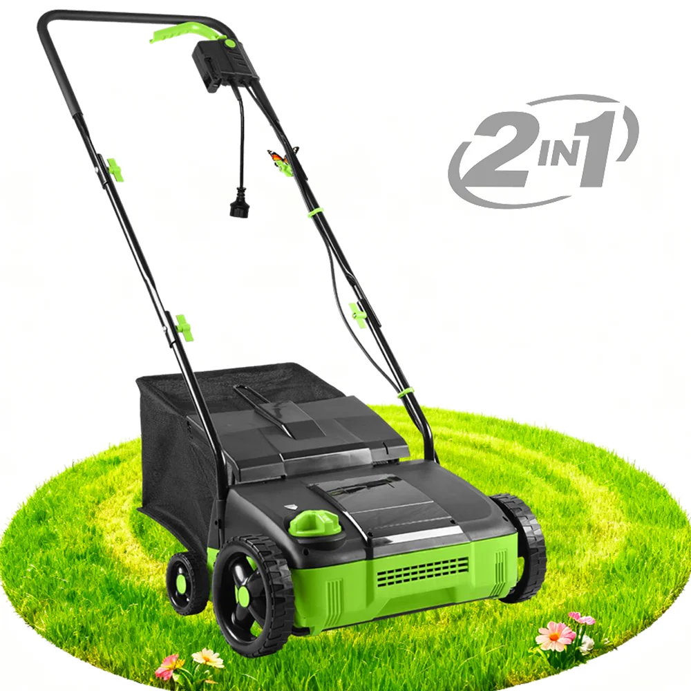 Vertak 1400W Electric 2-in-1 Lawn Dethatcher Aerator Industrial 310mm Working Width Residential Garden Adjustable Depth Easy