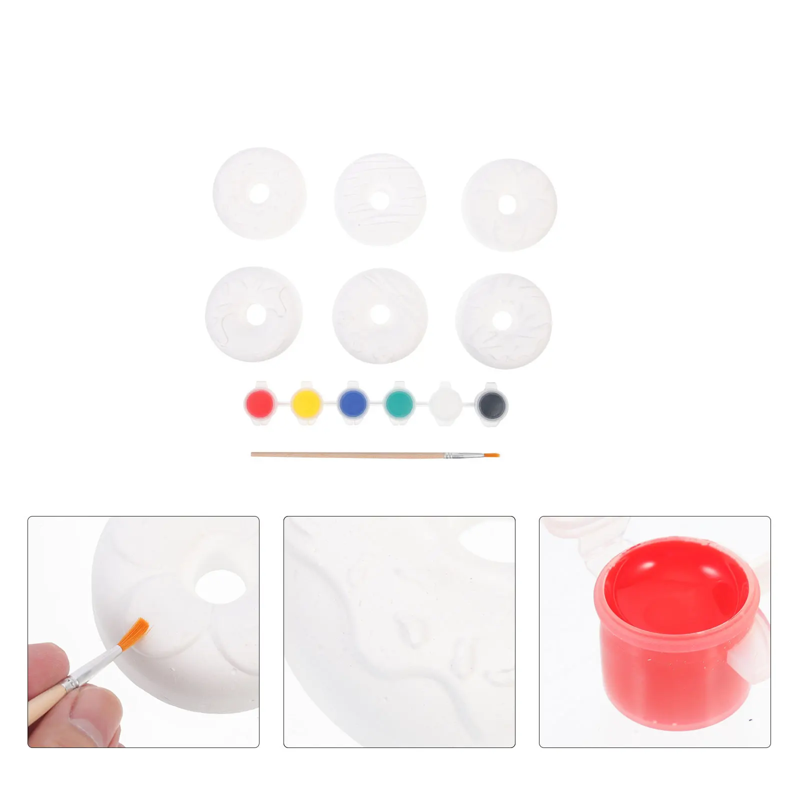 1Set Donut Gips Schilderij Kit Creatieve DIY Kleurstandbeeld Kids Graffiti Craft Educatieve Activiteit Kids Schilderij Kit