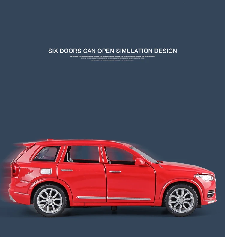 1:32 XC60 XC90 SUV Off-road Diecast Alloy Car Model Toy Cars Sound Light Pull Back Car Vehicle Children Toy Collection