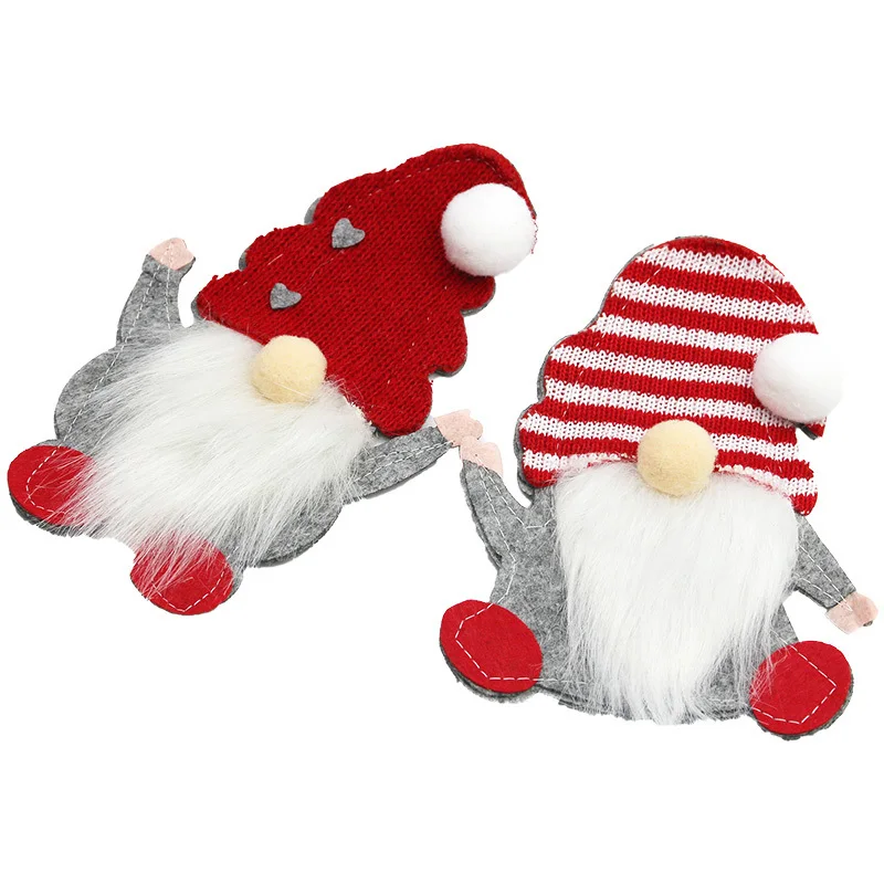 

(1pcs) 16 * 11cm Knife And Fork Set Decoration Christmas Faceless Doll Tableware Decoration Santa Claus Cartoon Felt Table Props