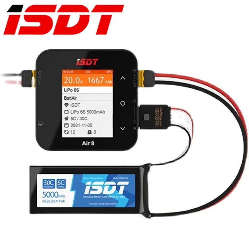 AeroPartsISDT Air8 500W 20A DC 2-8S Lipo Power Balance Battery Charger Discharger For Li-Po Li-Hv Li-Ion Li-Fe NiMH Ni-Cd Pb RC
