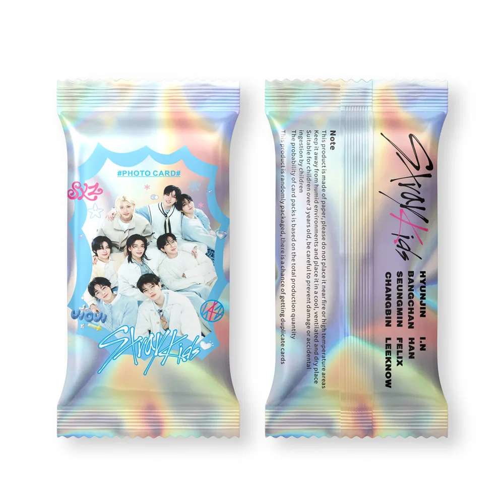 NOVO pacote SKZOO surpresa KARMA STRAYKIDS cartões a laser auto-impresso sacos plásticos a laser suporte estrela cartões pequenos 24/caixa