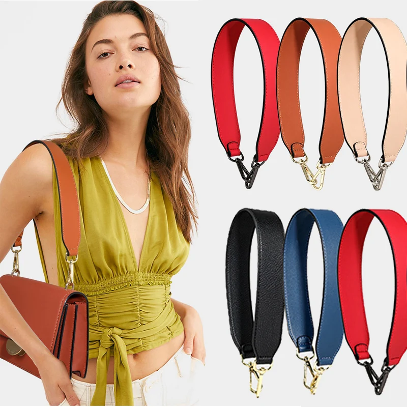 58cm Solid Color Leather Handbag Shoulder Strap Replacement Bag Belt Purse Handles for Underarm Bags Crossbody Strap Accessories
