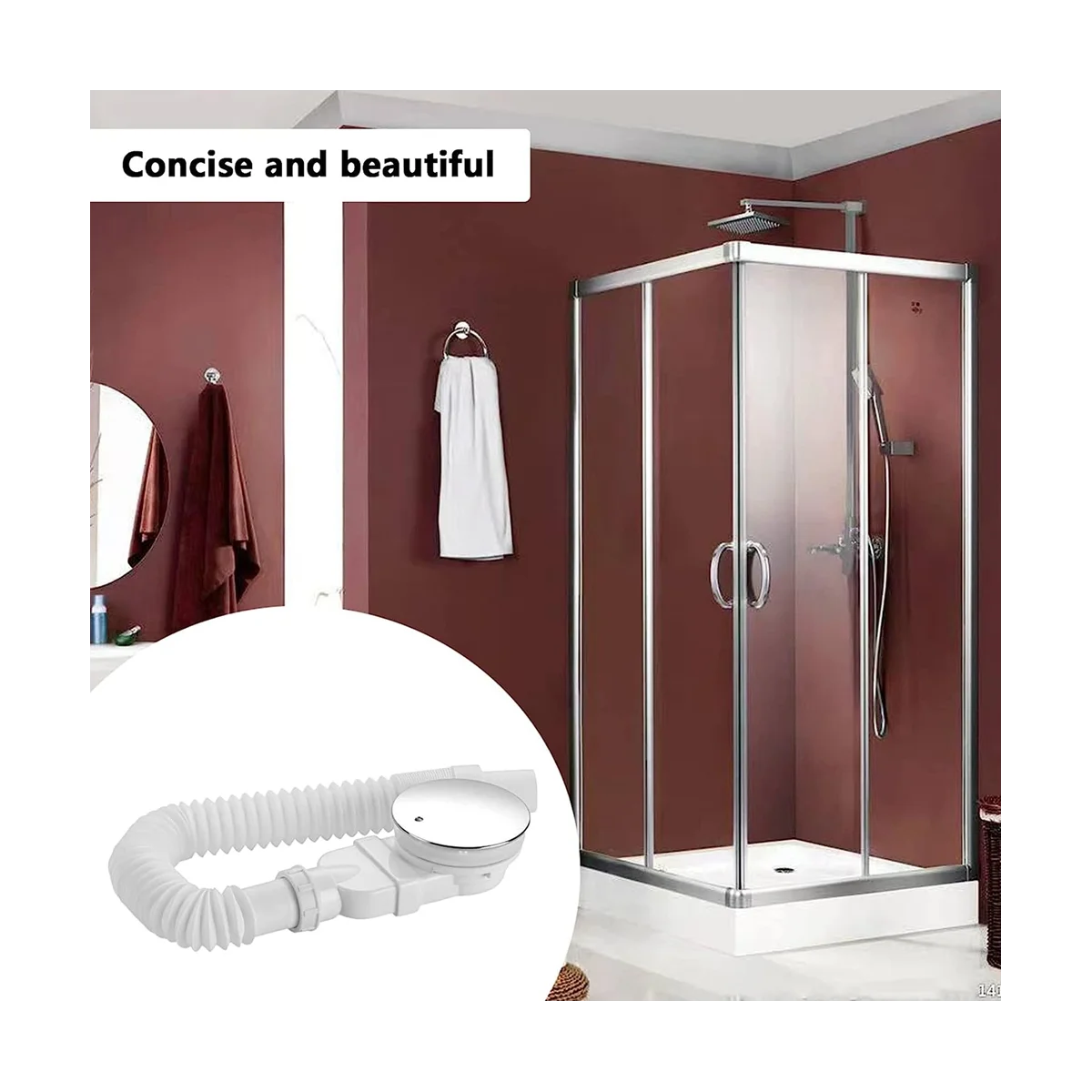 Low Profile Shower Drain Chrome Plated ABS Shower Tray Siphon Slim Odor Prevention Drain Trap Side Drain