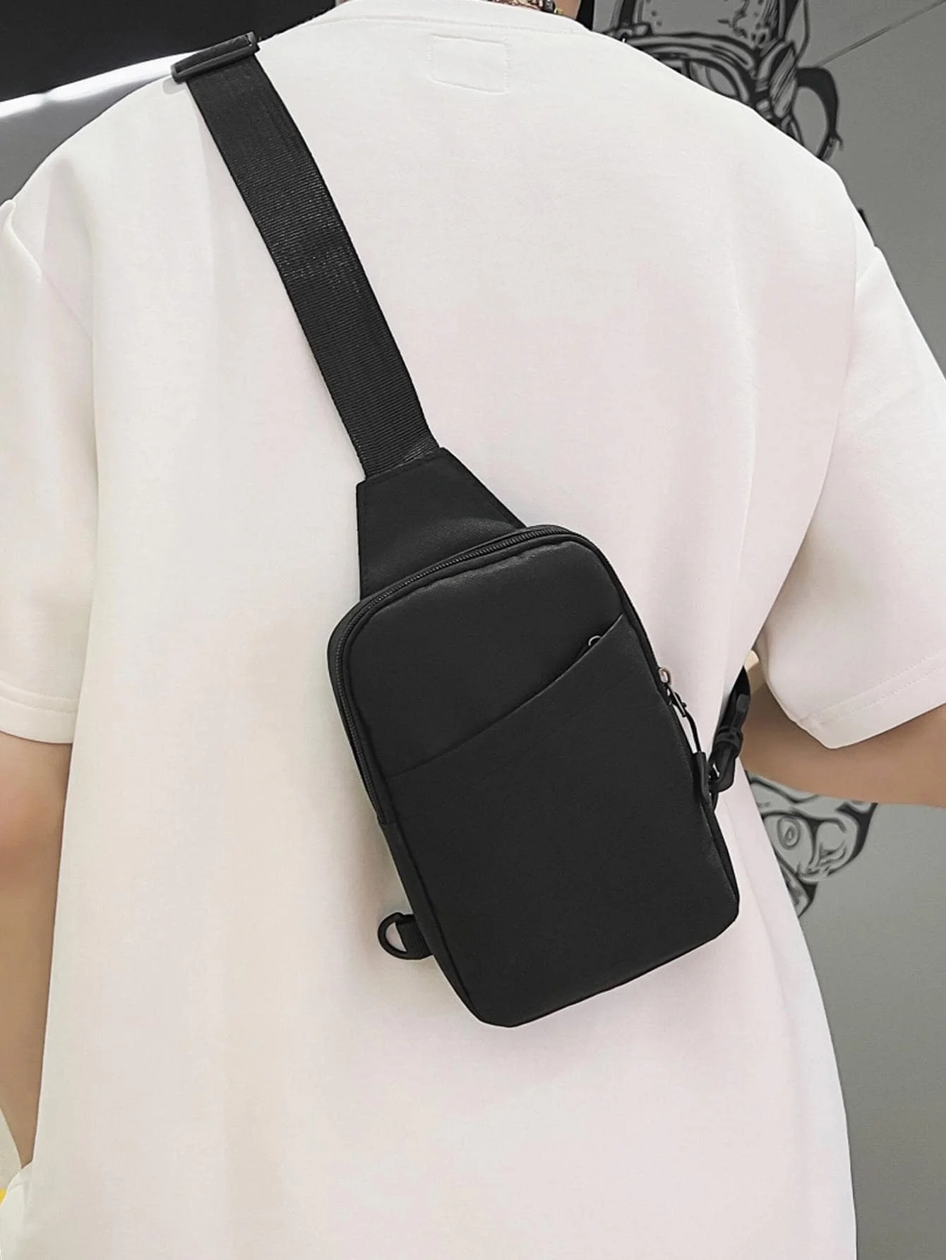 Mini Minimalist Sling Bag Black Messenger Bag Fashion Shoulder Bag Casual Chest bag Backpack Mobile Phone Bag