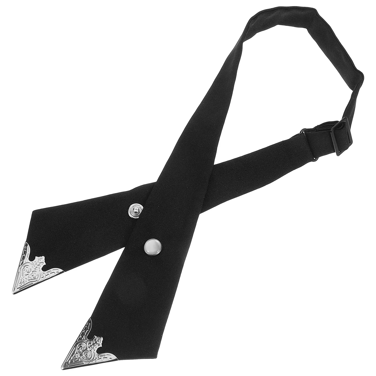 

TENDYCOCO Men's Uniform Cross Necktie Pre Tied Adjustable Black Formal Tie for Wedding Party Work Costume Elegant Accessories