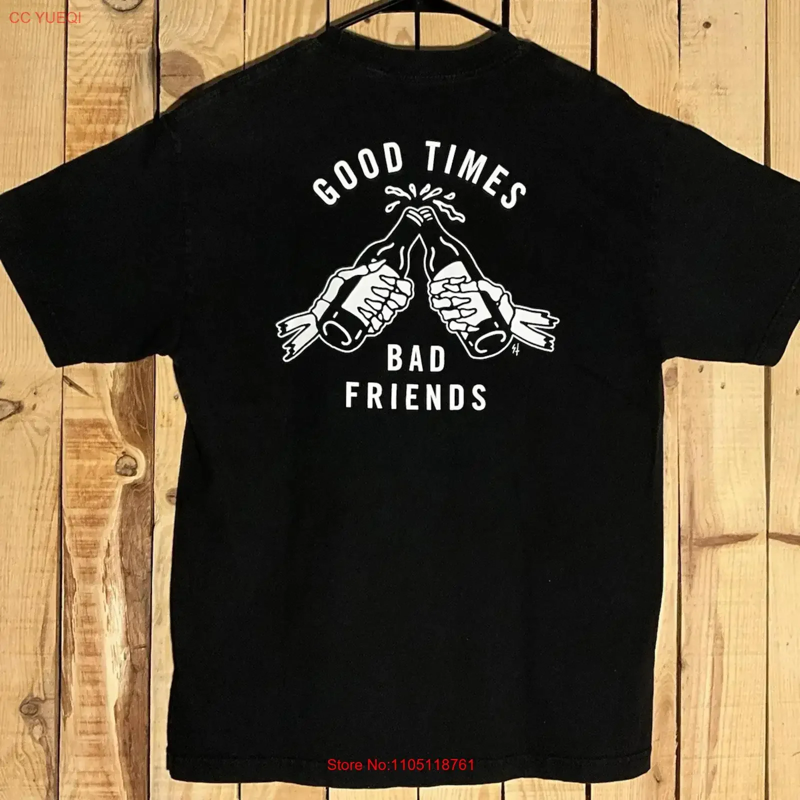 Lurking Class Sketchy Tank Good Times Bad Friends Black T Shirt Men s Large long or short sleeves vintage Washed fashion
