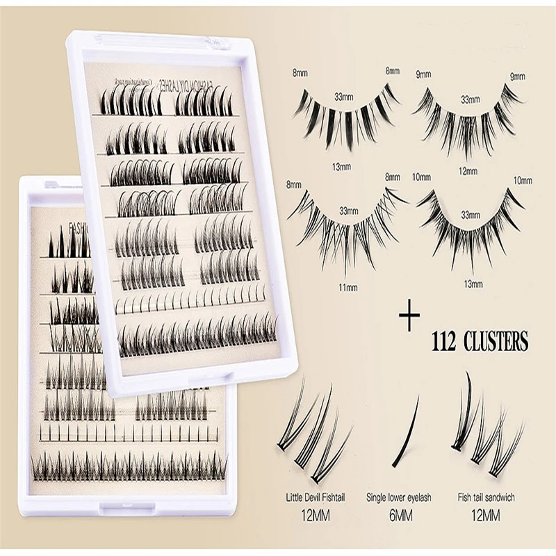 軽量3DカールDIYつけまつげ 多用途ホールクラスターファッションボックス まつげエクステ用の人気スタイル2種類入り