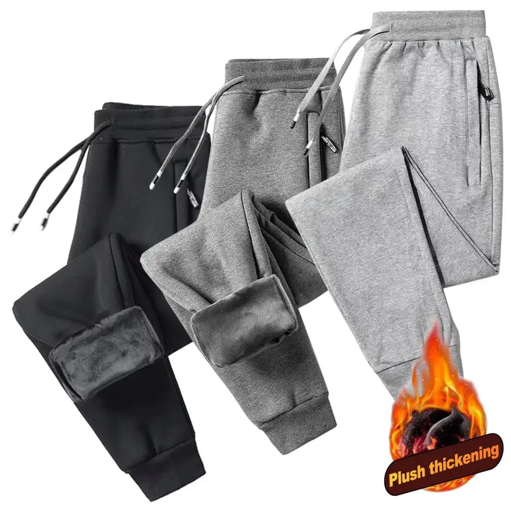 Plush Ankle Tied Sweatpants Men Pants Thick Casual Pants Spring Autumn Sports PantsMen's Oversized Loose Straight Leg Long Pants