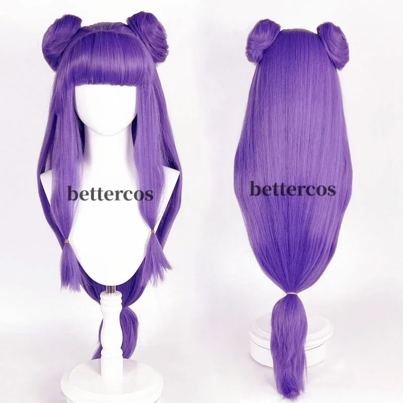 Shampoo Wig Anime Ranma 1/2 Cosplay Wig Ranma Nibun-no-Ichi Purple Long Buns Heat Resistant Synthetic Hair Wigs   Wig Cap