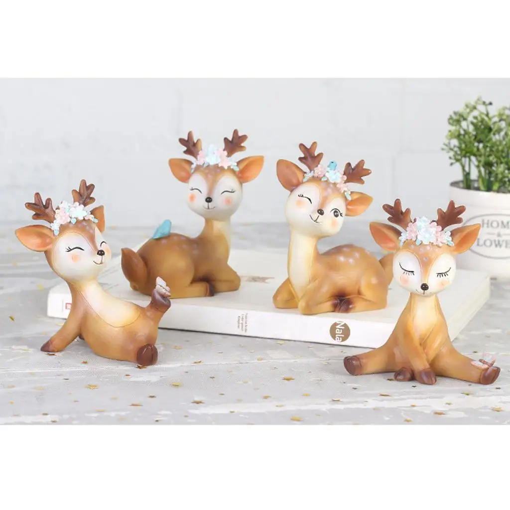 Resin Simulation Deer Ornament Creative Figurine Decorative Garden Animal Ornament for Home Decoration and Backyard