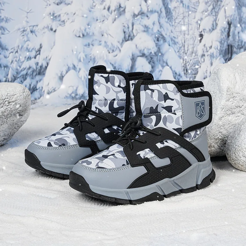 Cold Resistance -30℃ Waterproof Boys & Girls Snow Boots Outdoor Baby Kids Sports Casual Winter Children High Shoes   Size 28-37