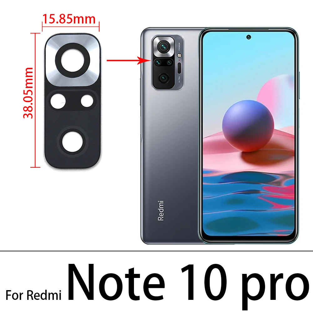 2Pcs/Lot For Xiaomi Redmi Note 10 / Note 10s / Note 10 Pro / Note 10 5G Rear Back Camera Glass Lens With Adhesive Sticker