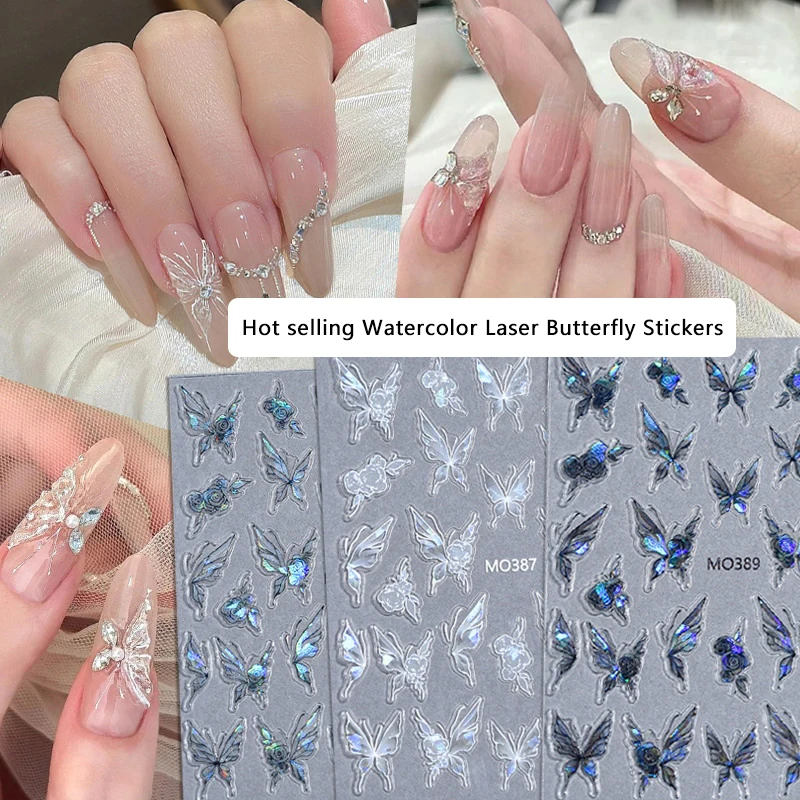 

3D Embossed Butterfly Nail Art Stickers Embossed Mixed Petal Leaf Self Adhesive Transfer Nail Decorations Slider Decals