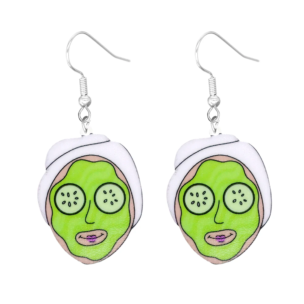 Cartoon earrings, acrylic cute and funny alien frog robot lipstick