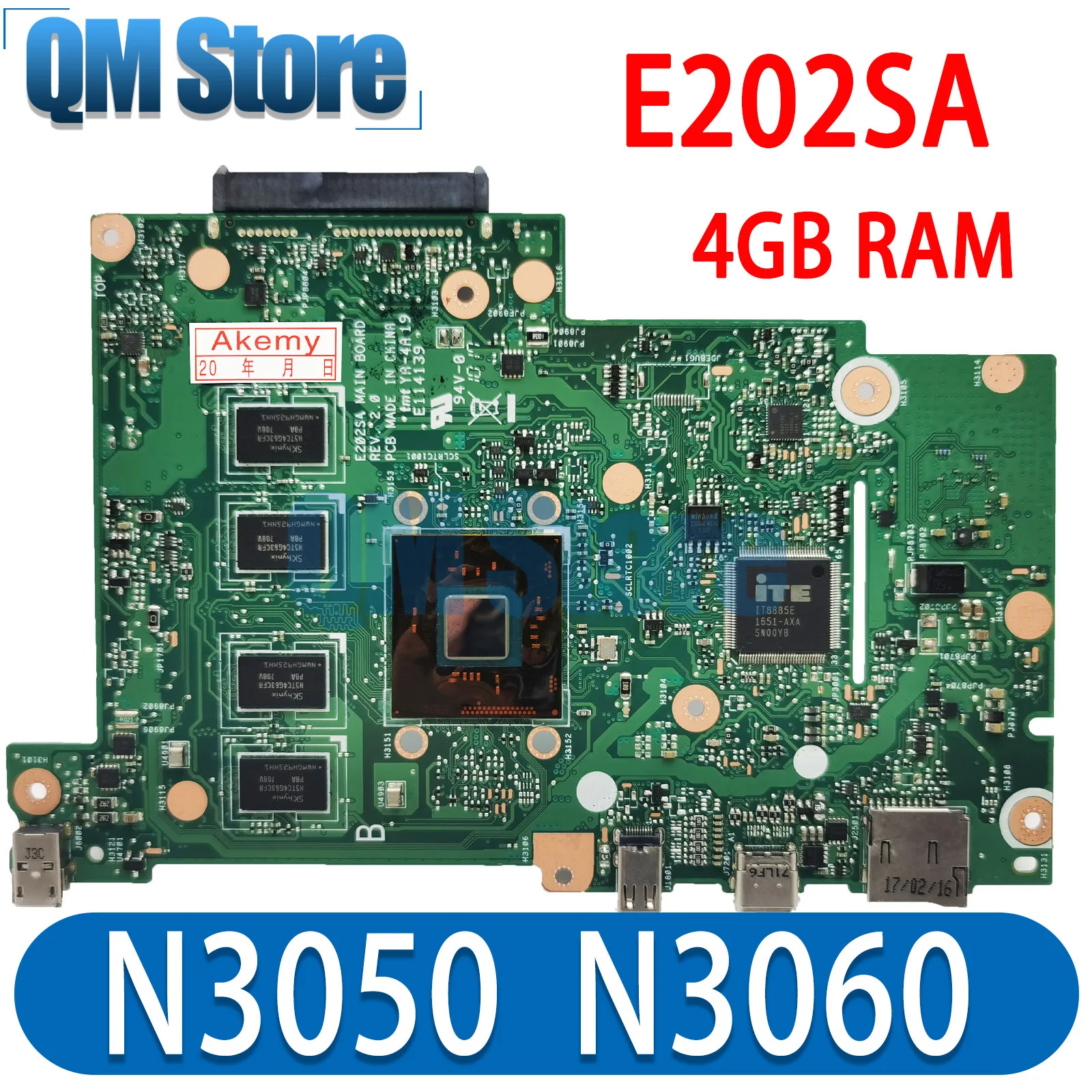 

Notebook E202SA Mainboard For ASUS EeeBook E202S E202 Laptop Motherboard With N3050 N3060 4G/2G-RAM Maintherboard