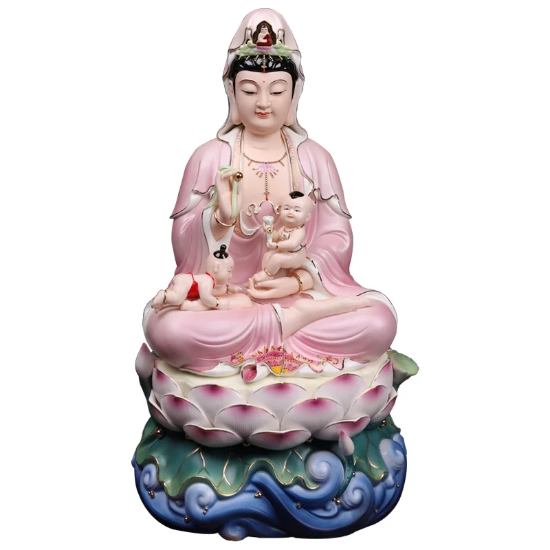 Buddha statue household offering ceramic ornament Guanyin Bodhisattva Dragon Phoenix Baby Goddess of Mercy Qiuzi Guanyin figure