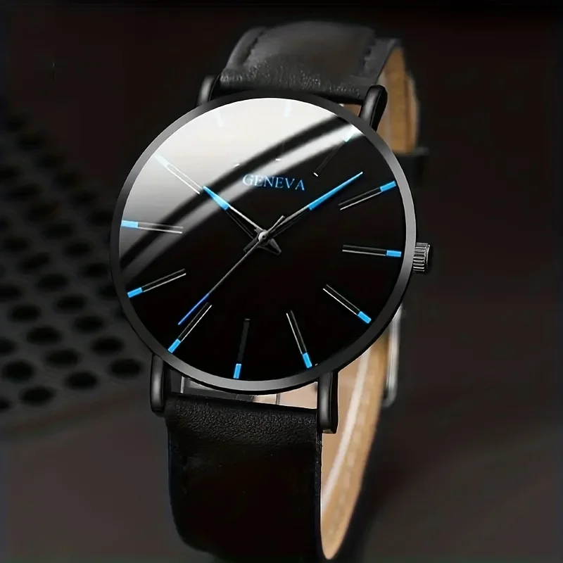 Conjunto de relógio de quartzo esportivo e empresarial elegante masculino de 3 peças com pulseira e colar vintage combinando – durável, versátil