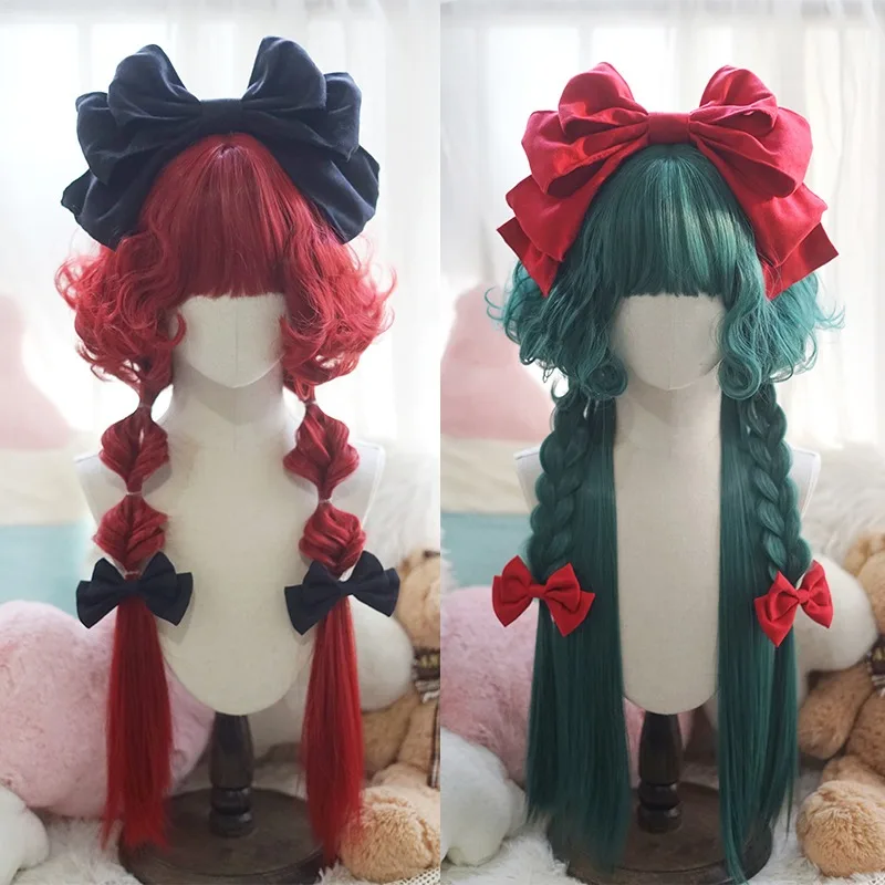 Sintético 5 cores cabeça de água-viva lolita peruca de cabelo encaracolado mulher peruca cosplay natural resistente ao calor longo cabelo encaracolado