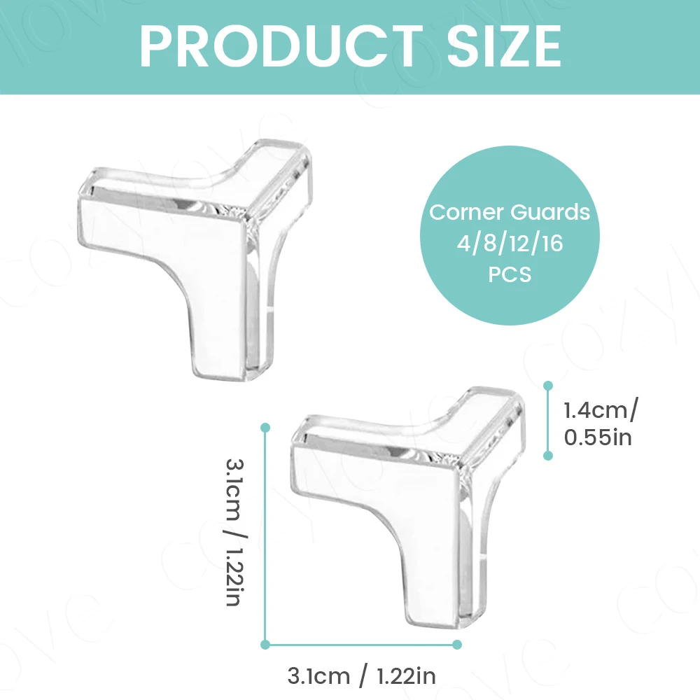 Soft & Clear Baby Proofing Corner Guards | L-Shaped Adhesive Pads to Protect Kids from Sharp Furniture Corners