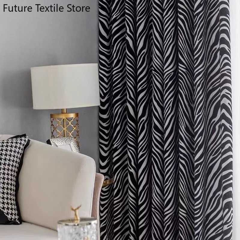 

2023 New Black and White Zebra Print Leopard Print Modern Stylish Personality Curtain Curtains for Living Dining Room Bedroom